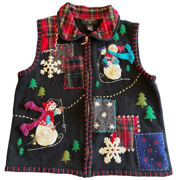 Vintage Planet & Co Christmas Sweater Vest S Ugly Holiday Grannycore - Picture 1 of 9